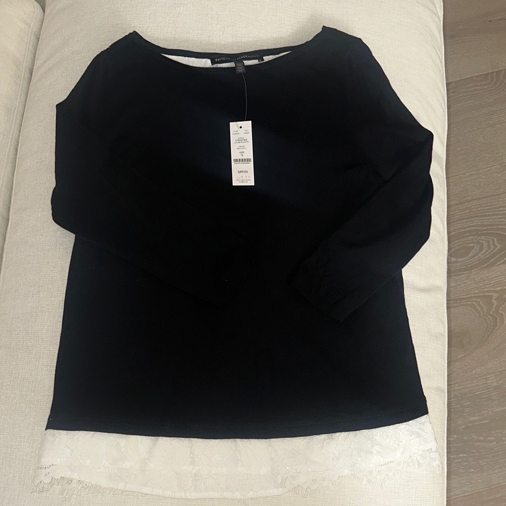 NWT White House Black Market Lace 2-Tier Tie-Back Top - Small